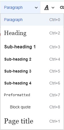 A screenshot of Paragraph settings on Edit mode