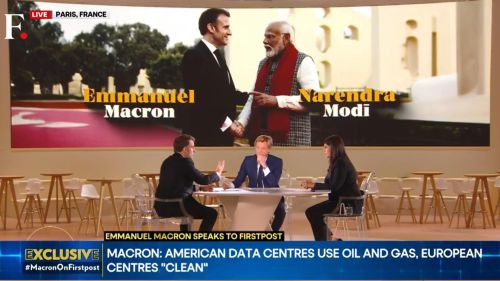 Screenshot, February 2025. In a TV-interview, Emmanuel Macron insists that American data centres are dirty, but the European ones will be clean (and Open Source). During the power blackout in Barcelona whilst infrastructure and communication is completely inoperable, the Amazon data warehouse in a Aargon powers up its 46 diesel generators to provide continuous services to clients outside of the areas in the power blackout. Due to their application to be an infrastructural "Project of General Interest of Aragon (PIGA)" they have 46 diesel generator sets. We can estimate that the diesel generators produce use as much diesel as at least 290 double decker diesel buses and emitting high levels of particulate matter pollution. When Jara reported on the blackout last week, they said: "We could not stop laughing nervously".